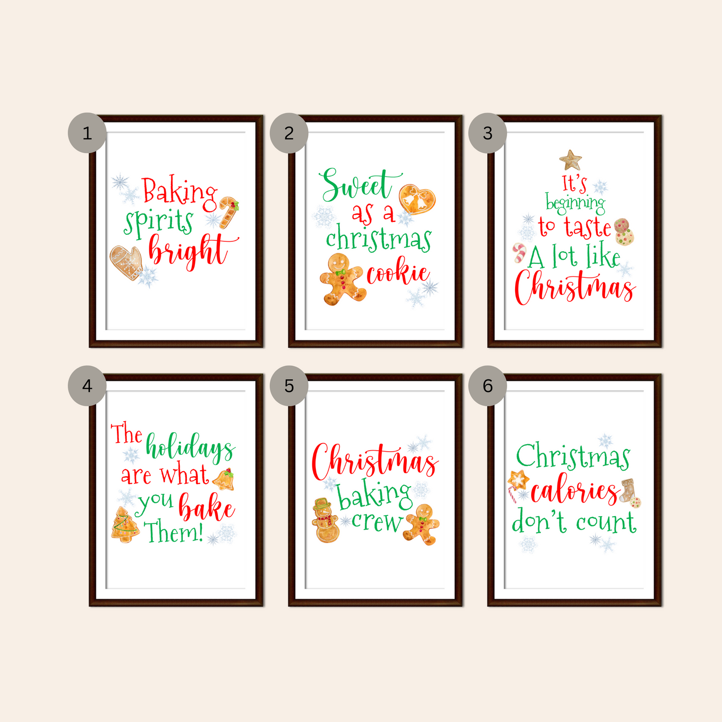 Kitchen Christmas Baking Wall Quote Prints - Mix & Match