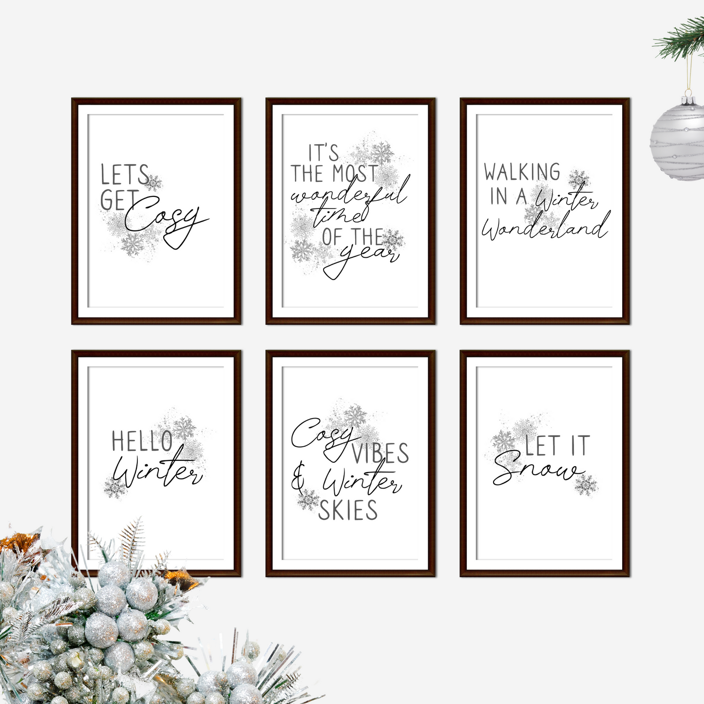 Silver Christmas Wall Quote Prints - Mix & Match