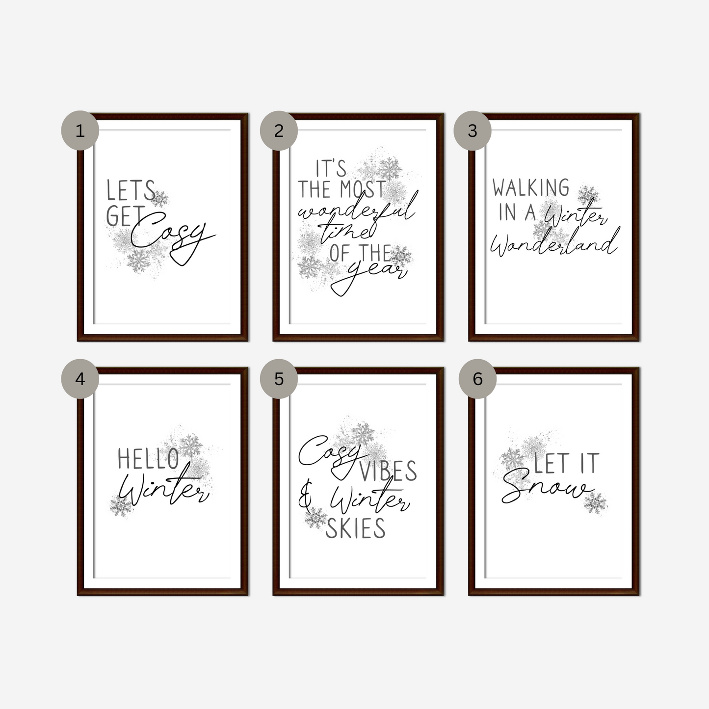 Silver Christmas Wall Quote Prints - Mix & Match