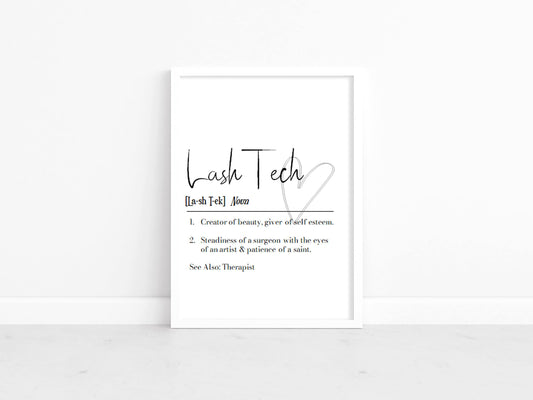 Lash Tech Gift Print – Personalised Lash Technician Wall Art, Beautician Present, Salon Decor