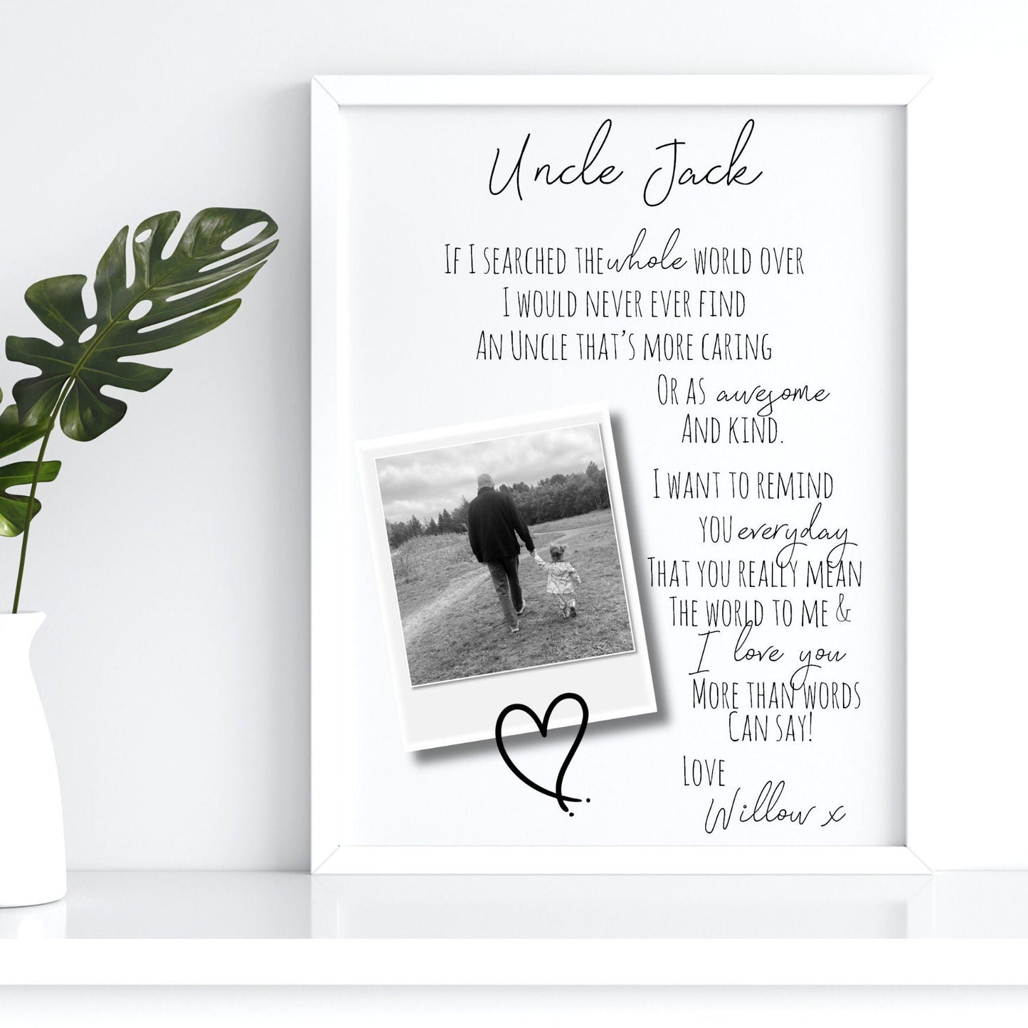 Personalised Uncle Poem Print: Custom Photo Gift from Niece/Nephew