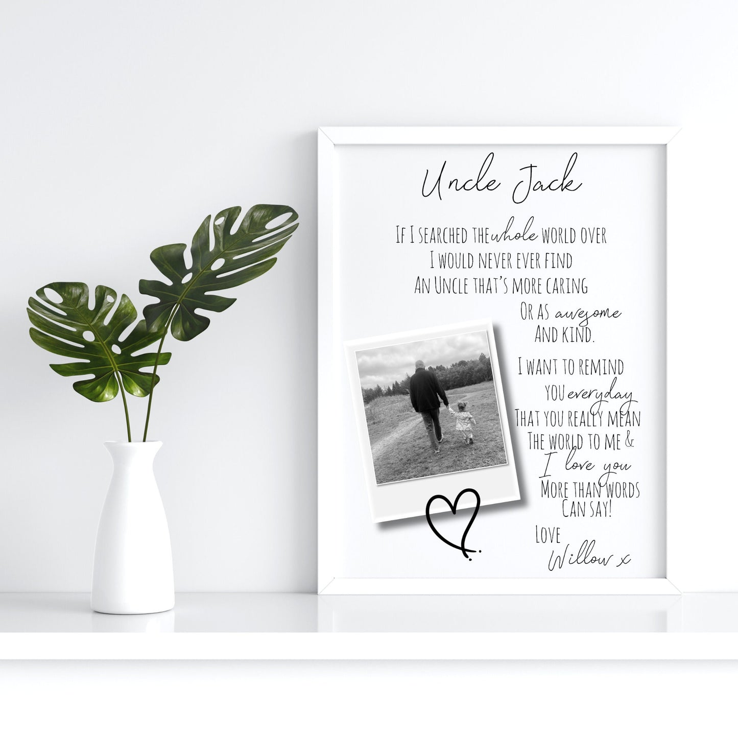 Personalised Uncle Poem Print: Custom Photo Gift from Niece/Nephew