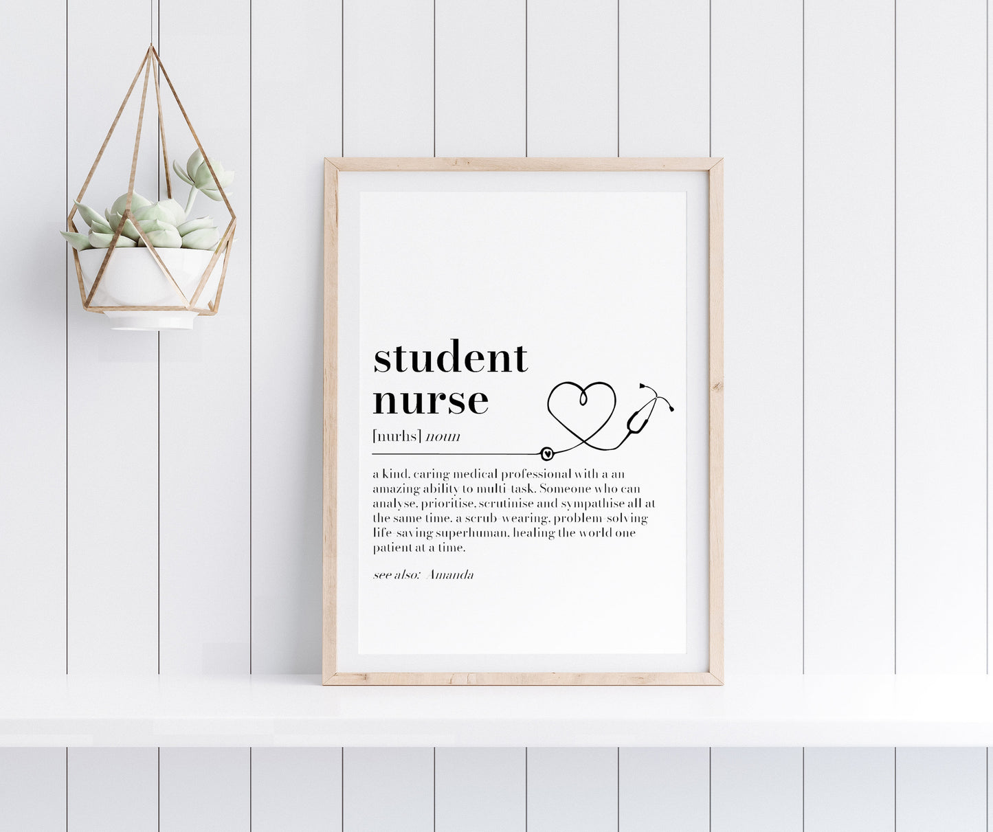 Nurse Gift Personalised Print, Nurse Graduation Gift, NHS Thank You Gift, Student Nurse Wall Art, Nurse Definition Print, Graduation Gift