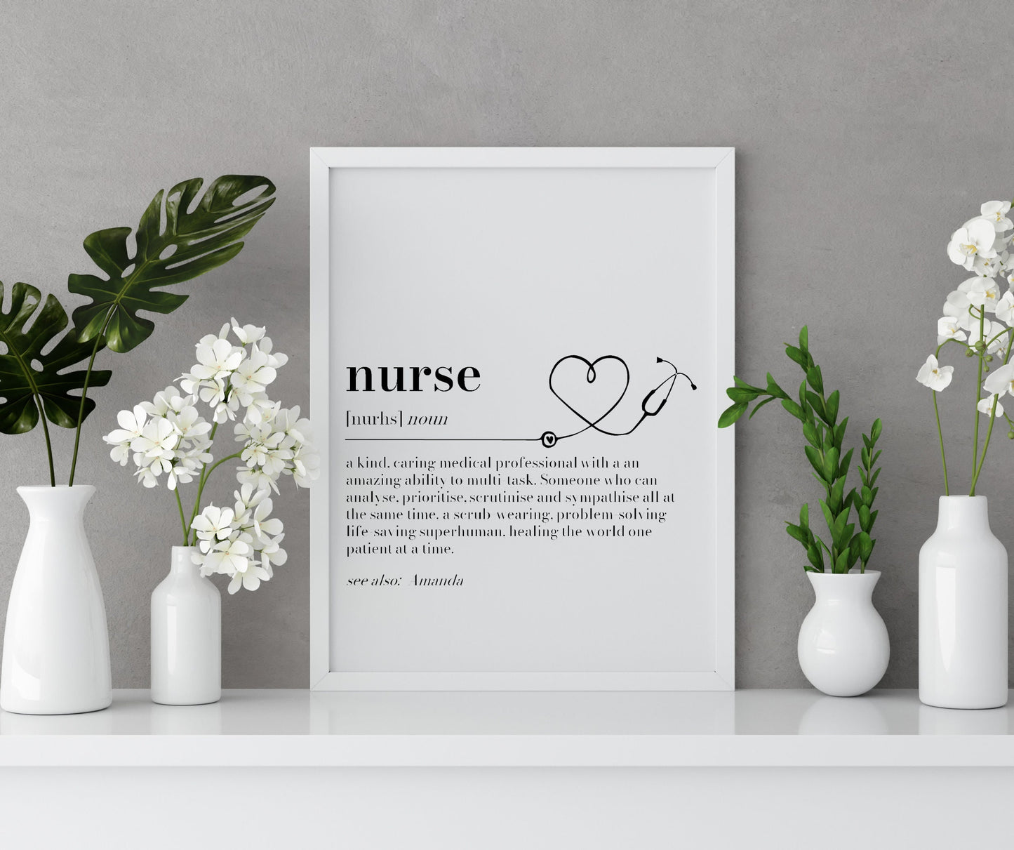 Nurse Gift Personalised Print, Nurse Graduation Gift, NHS Thank You Gift, Student Nurse Wall Art, Nurse Definition Print, Graduation Gift