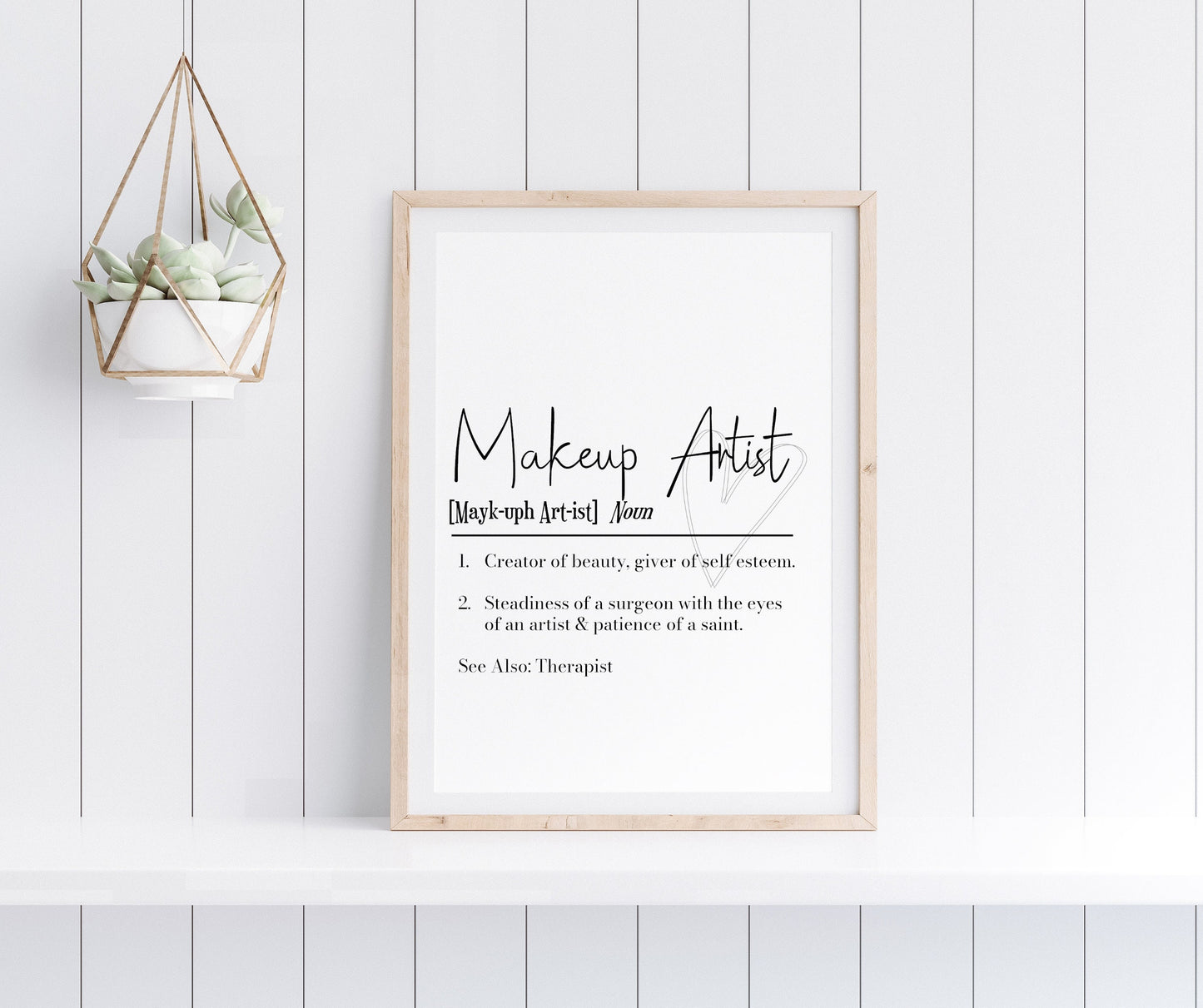 Makeup Artist Definition Print: Personalised Beautician Salon Appreciation Gift, MUA Thank You, Christmas Keepsake