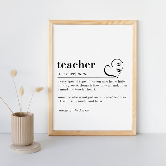 Teacher Definition Print, Teacher Thank You Gift, gift for Teacher Noun, Teacher Leaving Gift, teacher appreciate gifts, Teacher Decor