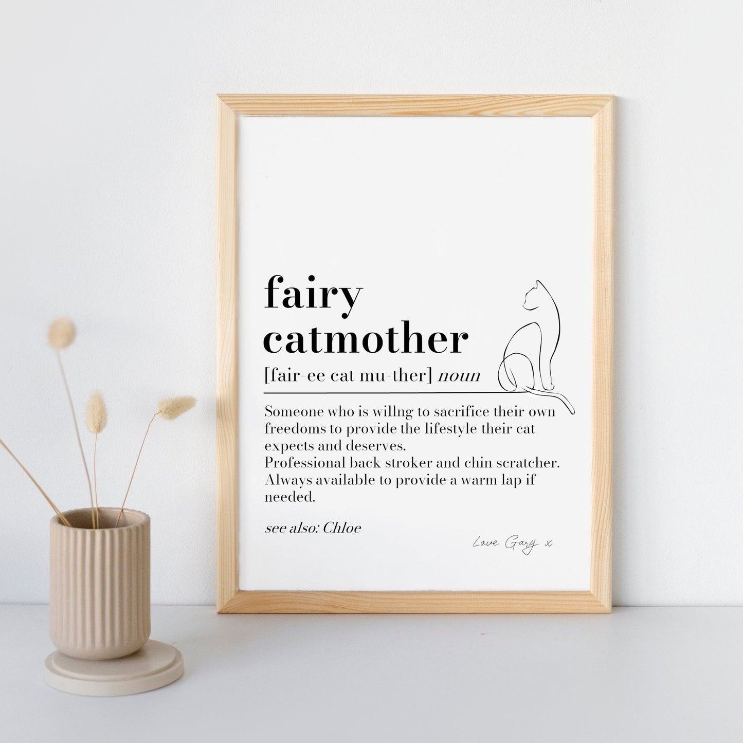 Fairy Catmother definition print, Cat Mum gift, gift for Cat lover, Cat Sitter Thank you Gift, Cat Owner Christmas Gift, Cat Mom Xmas Gift