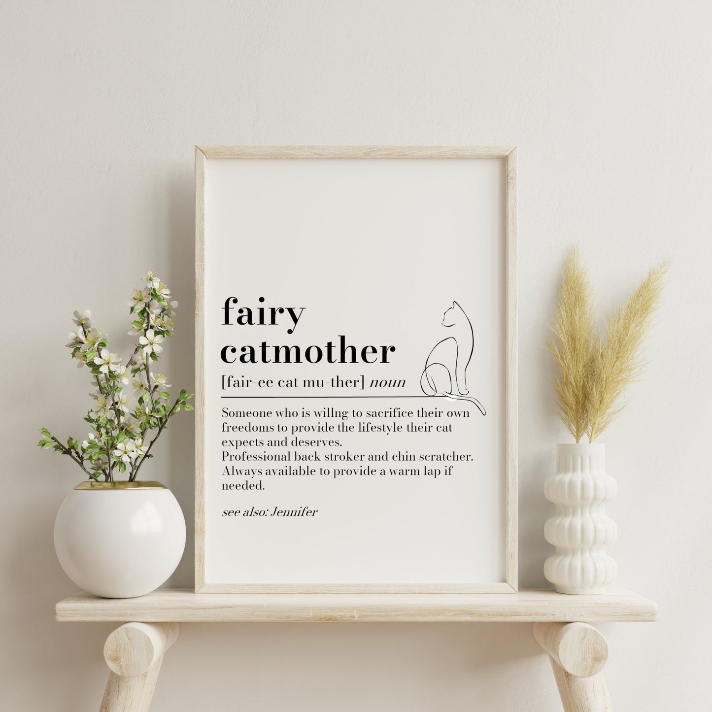 Fairy Catmother definition print, Cat Mum gift, gift for Cat lover, Cat Sitter Thank you Gift, Cat Owner Christmas Gift, Cat Mom Xmas Gift
