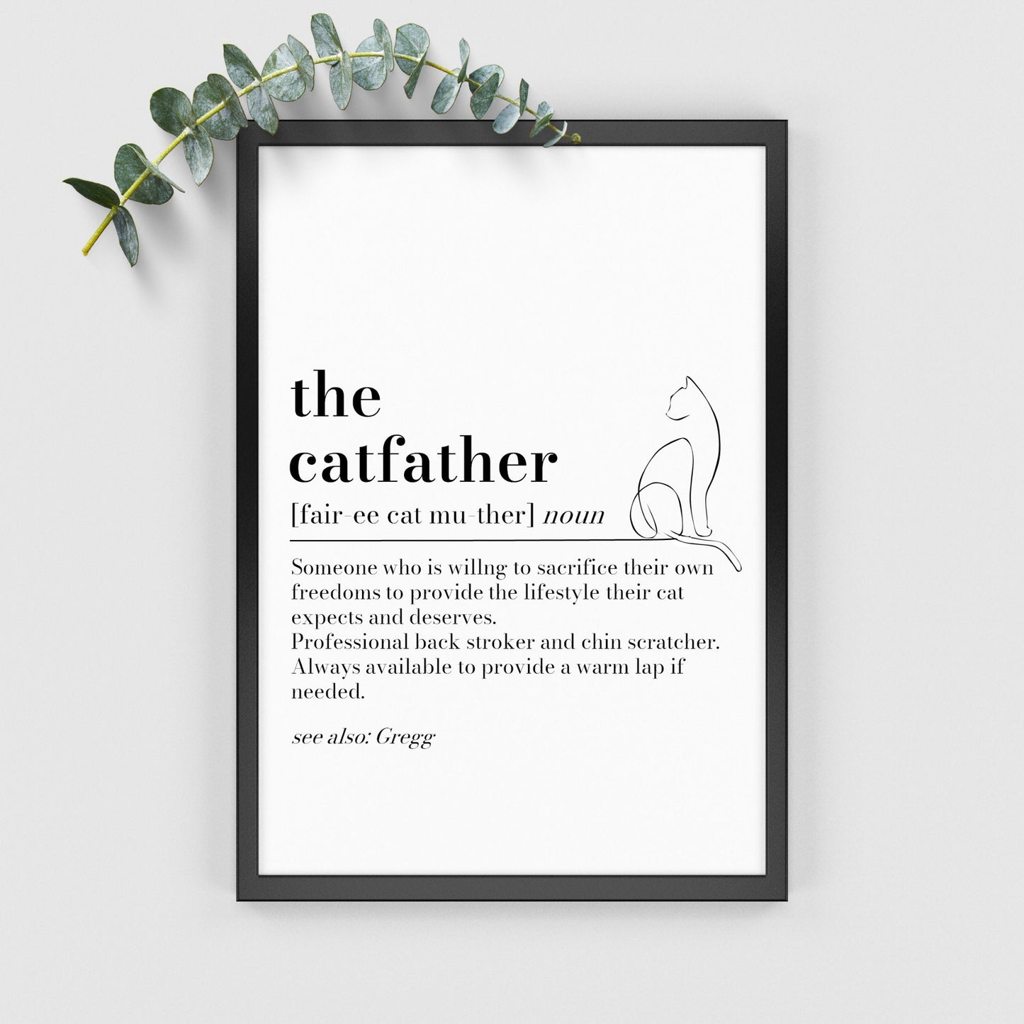 Fairy Catmother definition print, Cat Mum gift, gift for Cat lover, Cat Sitter Thank you Gift, Cat Owner Christmas Gift, Cat Mom Xmas Gift