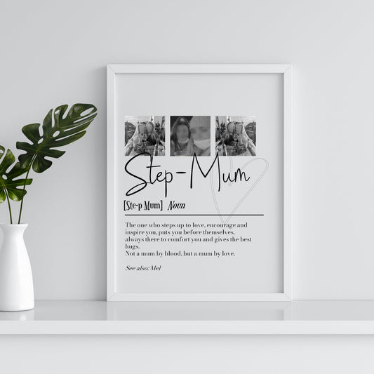 Personalised Step Mum Picture Collage Memorable Gift for Step-Mum, Mothers Day Gift, Gift for Her, definition, Birthday Gift for Step Mum