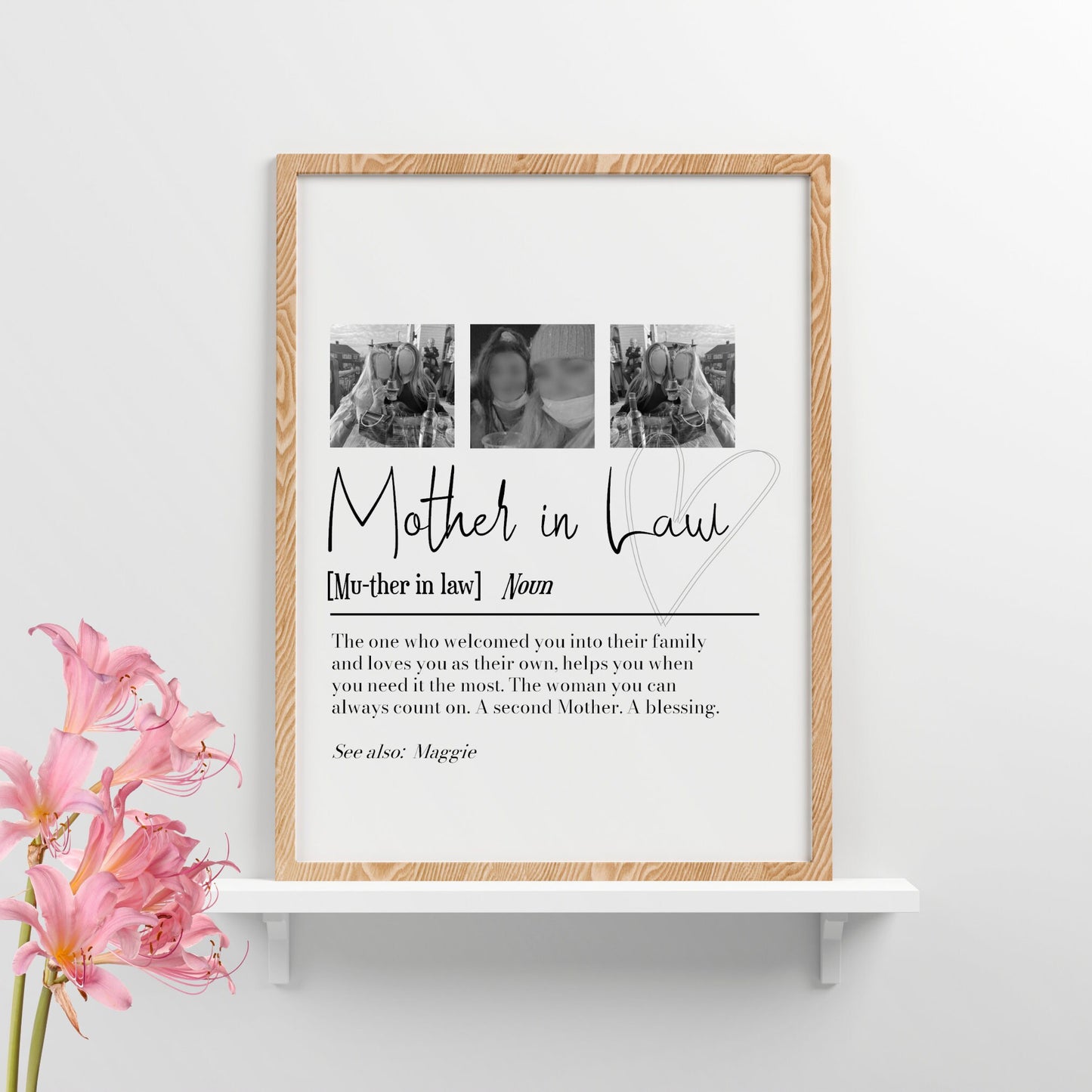 Personalised Mother in Law Picture Collage Memorable Gift for MIL, Mothers Day Gift, Gift for Her, definition, Birthday Gift for Mum In law