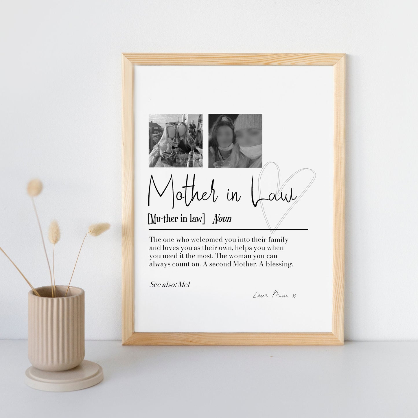 Personalised Mother in Law Picture Collage Memorable Gift for MIL, Mothers Day Gift, Gift for Her, definition, Birthday Gift for Mum In law
