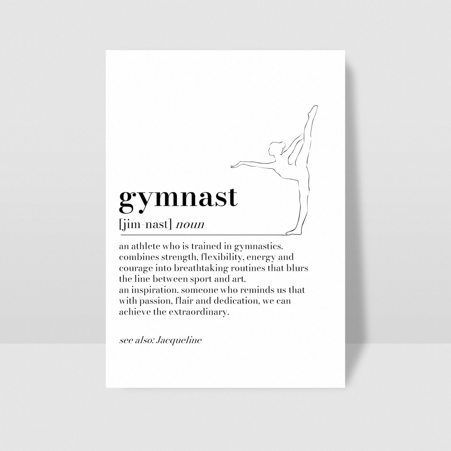 Personalised Gymnast definition print, Gymnast gift, Gymnastics Wall Art Print, Gift for Gymnastic Student Team, Gymnastics Teacher Gifts