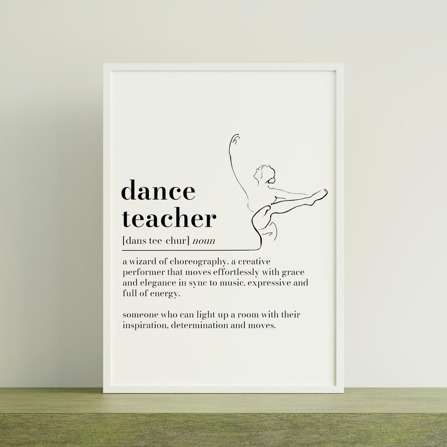 Personalised Dance Teacher Definition Print, Dance Teacher gift, Wall Art Quote, Dance Teacher Thank you Gift, Dictionary Print Leaving Gift