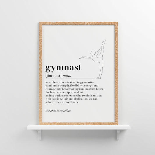 Personalised Gymnast definition print, Gymnast gift, Gymnastics Wall Art Print, Gift for Gymnastic Student Team, Gymnastics Teacher Gifts