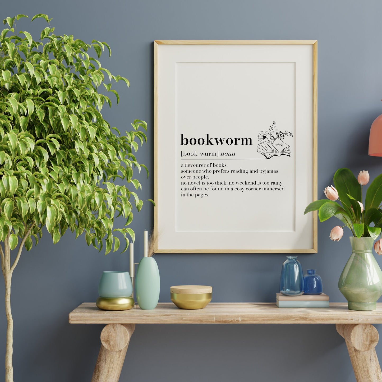 Bookworm Definition Print: Minimalist Book Lover Gift, Personalised Bookshelf Art, Dictionary Quote Print, Bookaholic