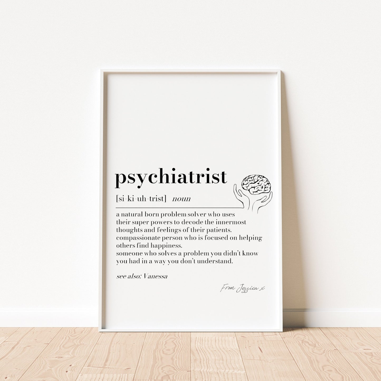Personalized Psychiatrist Definition Print: Thank You Gift
