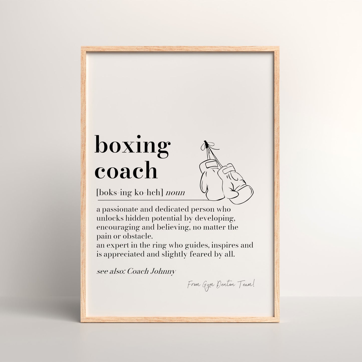 Personalised Boxing Coach Definition Print, Boxing Coach gift, Quote Print, Gift for Boxing Coach Thank You Gift, Coach Leaving Gift, Boxer