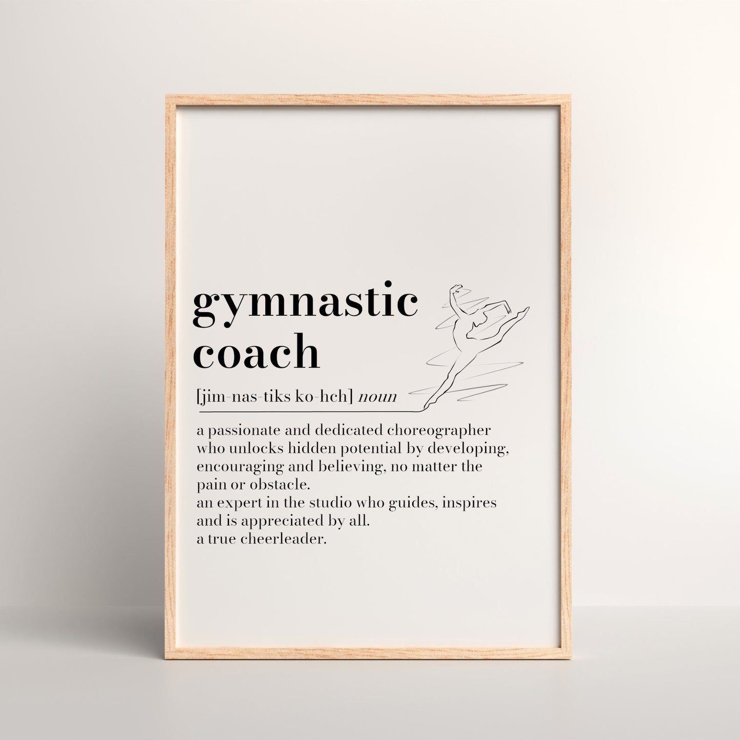 Personalised Gymnastic Coach Definition Print: Thank You Gift, Gymnast Teacher Appreciation, Leaving Gift Christmas