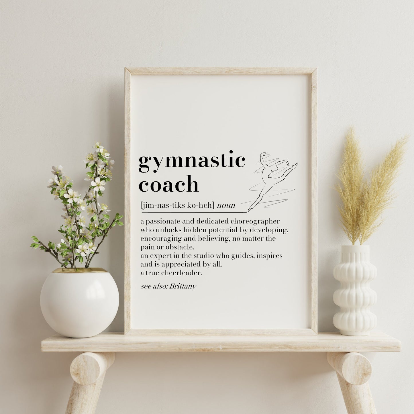 Personalised Gymnastic Coach Definition Print: Thank You Gift, Gymnast Teacher Appreciation, Leaving Gift Christmas