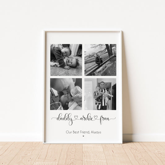 Personalised Dad Photo Gift, Daddy Collage Print from Kids, Custom Fathers Day Gift, Wall Art for Dad, Daddy Picture Frame, Gift for Daddy