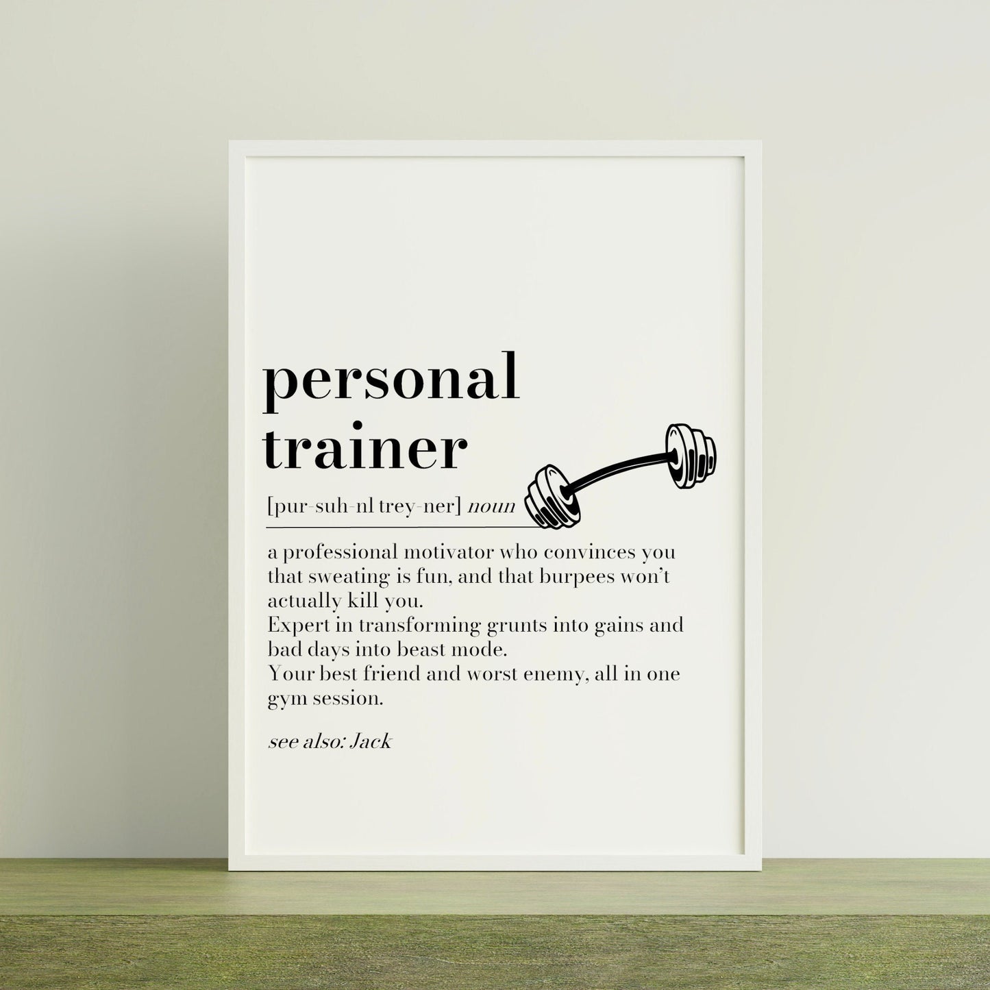 Personalised Personal Trainer Definition Print: Gym Wall Art, Thank You Present, Christmas Secret Santa