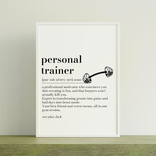 Personalised Personal Trainer Definition Print: Gym Wall Art, Thank You Present, Christmas Secret Santa
