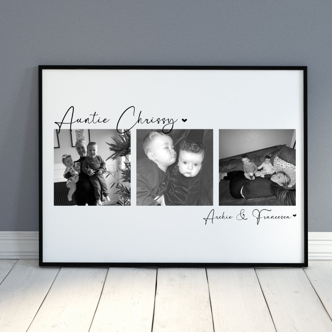 Personalised Auntie Photo Print, Birthday gift for Aunt Aunty Gift Picture Collage, Christmas Keepsake