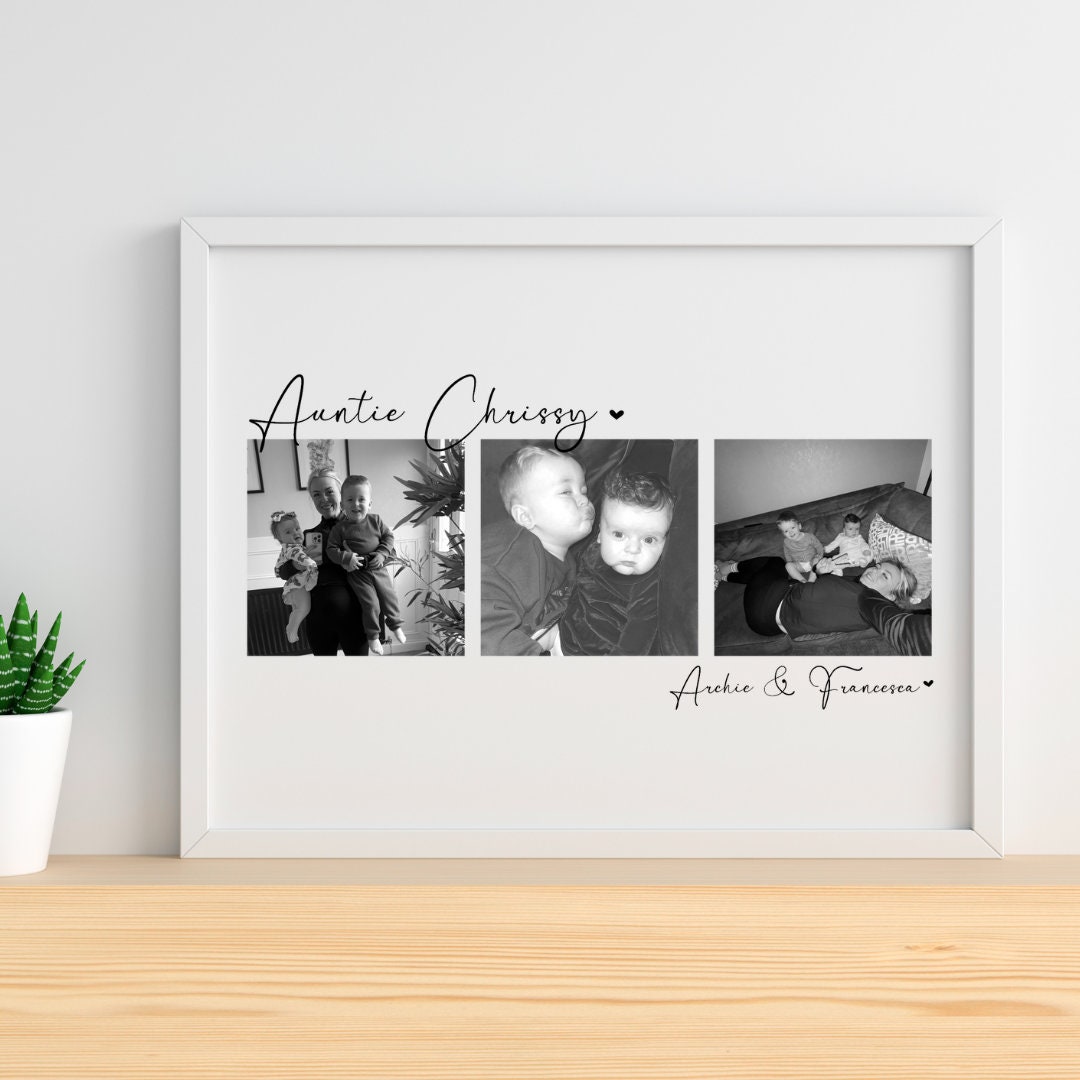 Personalised Auntie Photo Print, Birthday gift for Aunt Aunty Gift Picture Collage, Christmas Keepsake
