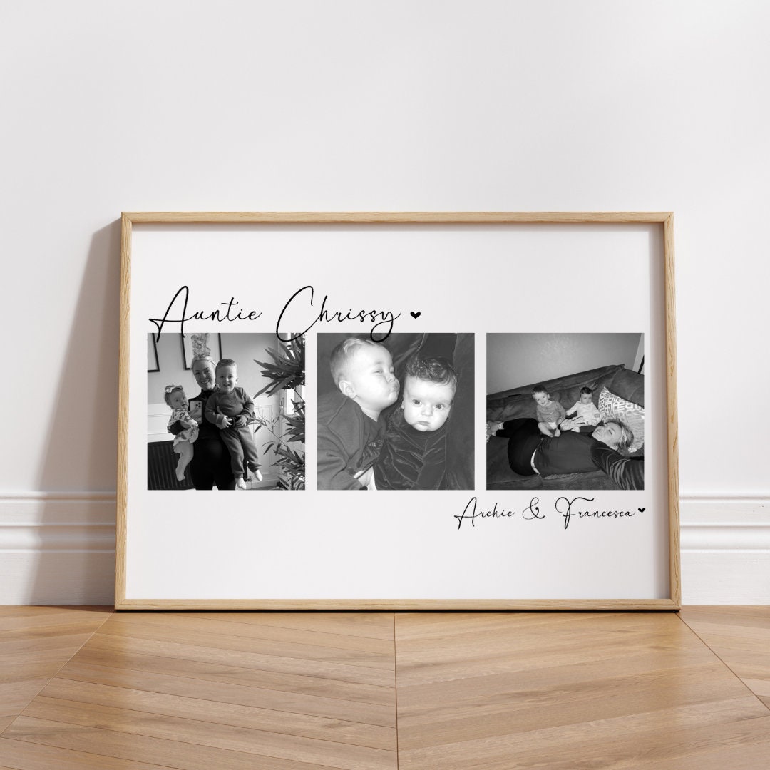 Personalised Auntie Photo Print, Birthday gift for Aunt Aunty Gift Picture Collage, Christmas Keepsake