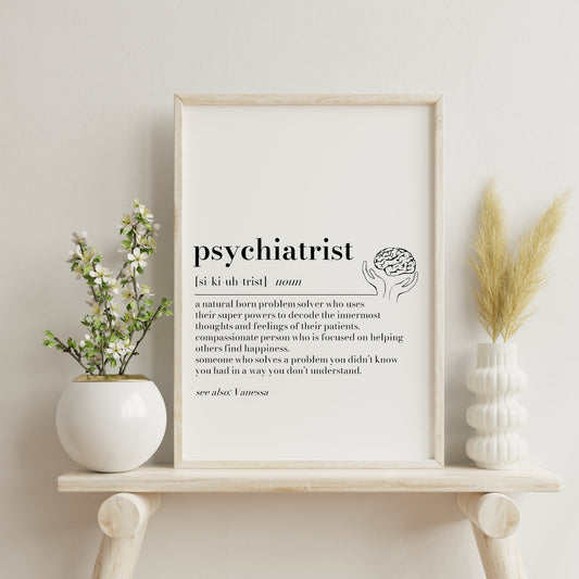 Personalized Psychiatrist Definition Print: Thank You Gift