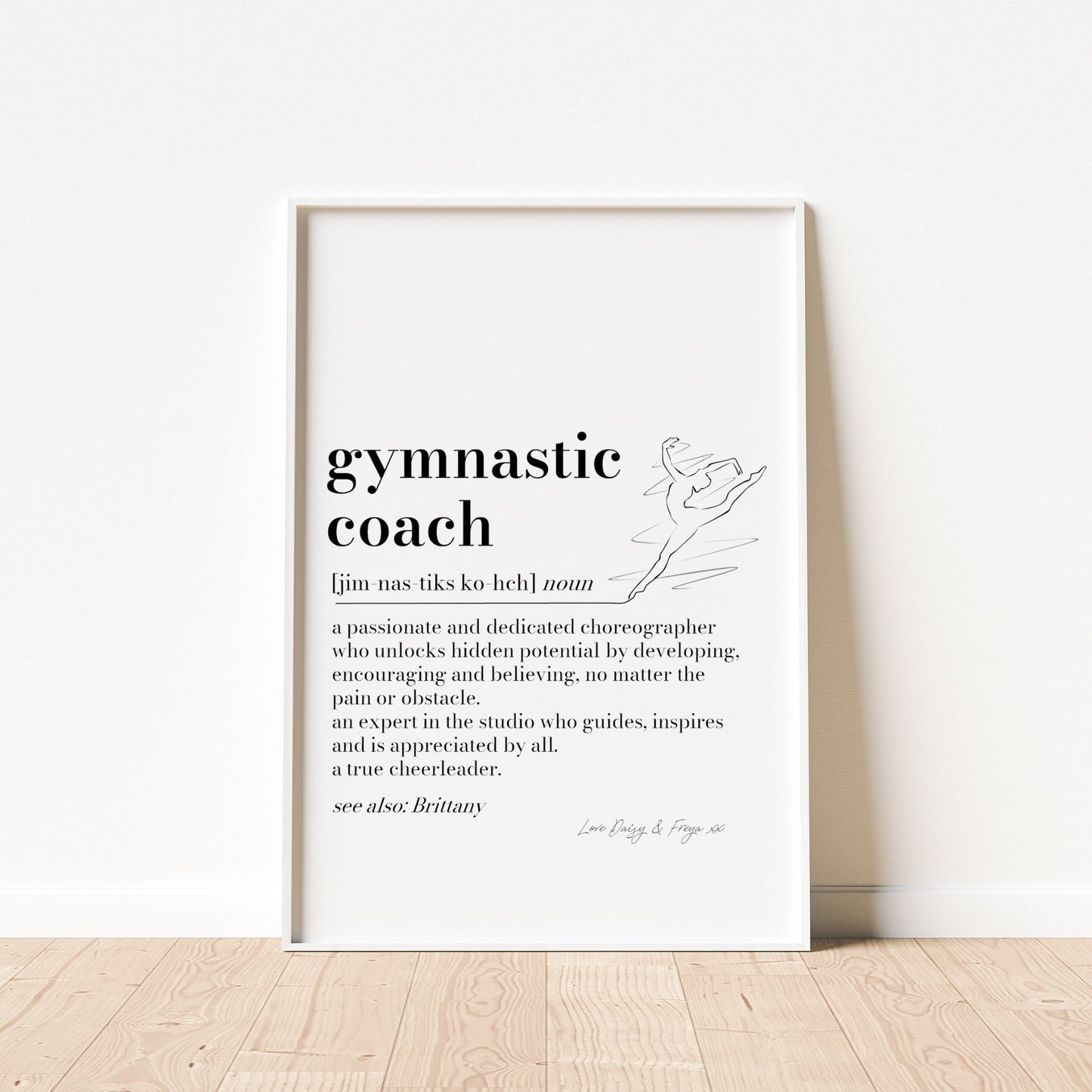 Personalised Gymnastic Coach Definition Print: Thank You Gift, Gymnast Teacher Appreciation, Leaving Gift Christmas