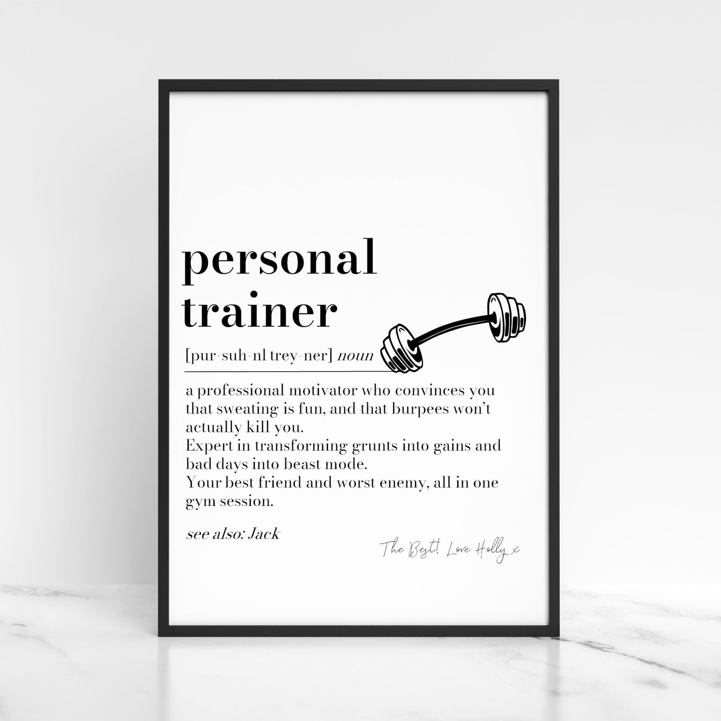 Personalised Personal Trainer Definition Print: Gym Wall Art, Thank You Present, Christmas Secret Santa