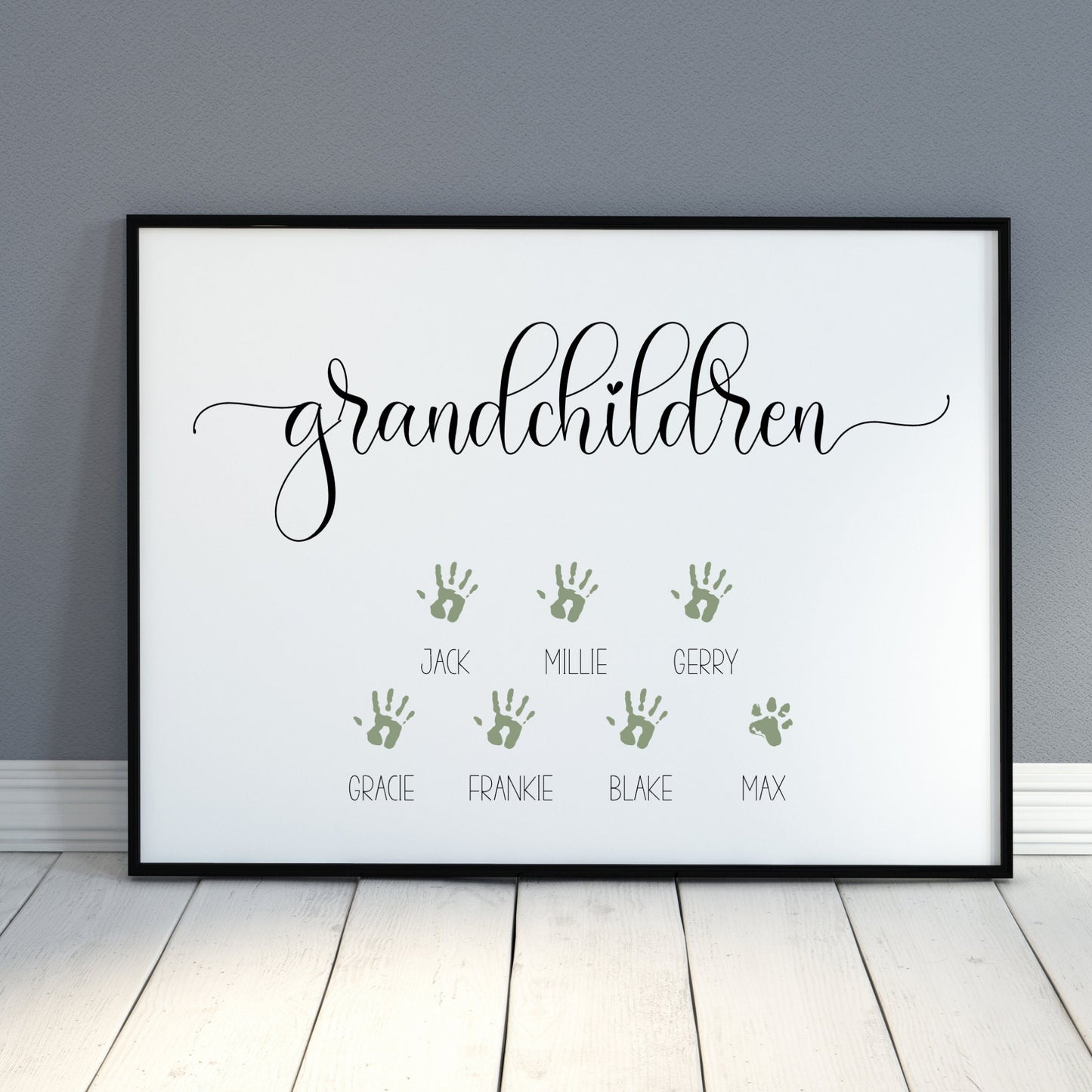 Personalized Grandchildren Handprint Art Print: Grandparent Keepsake
