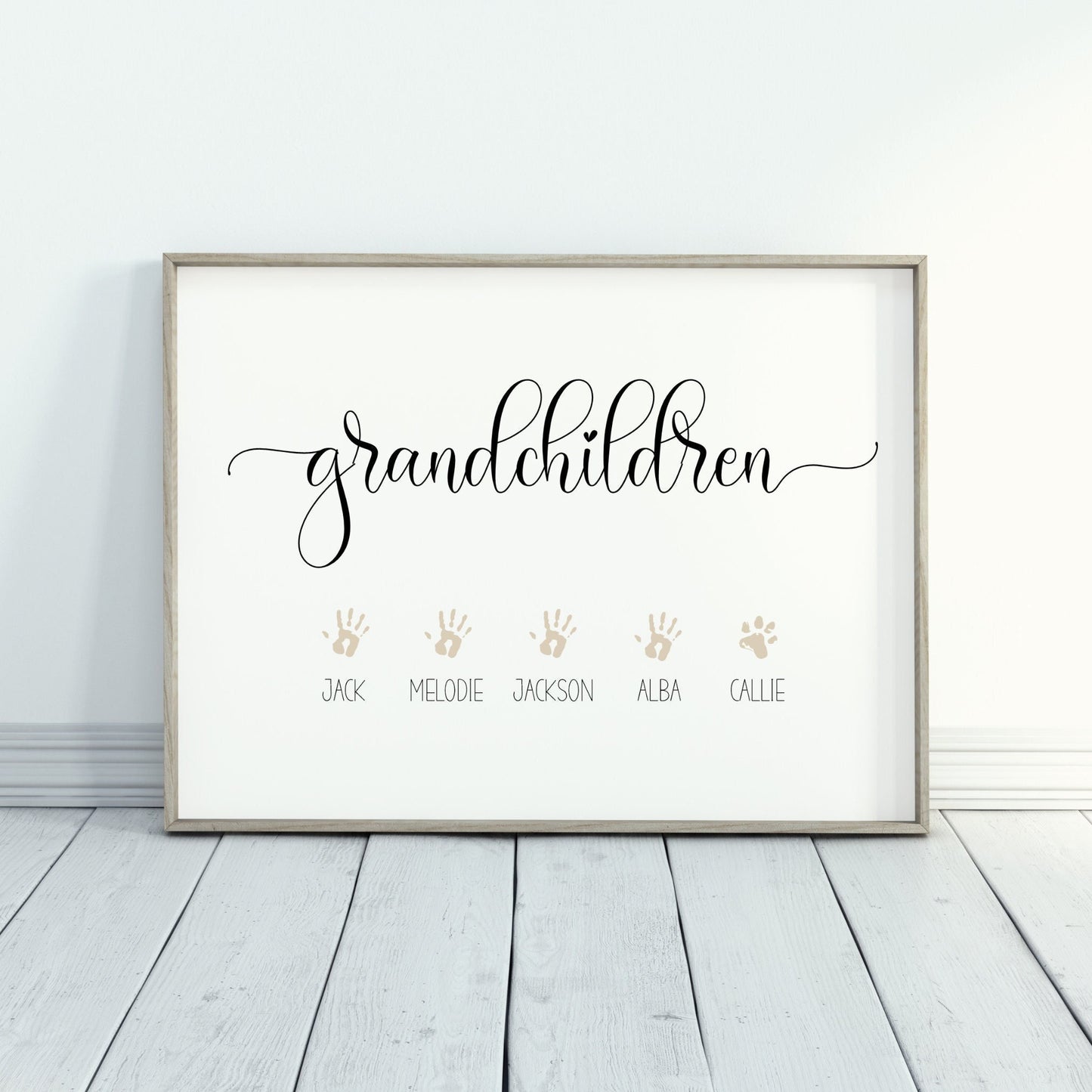 Personalized Grandchildren Handprint Art Print: Grandparent Keepsake