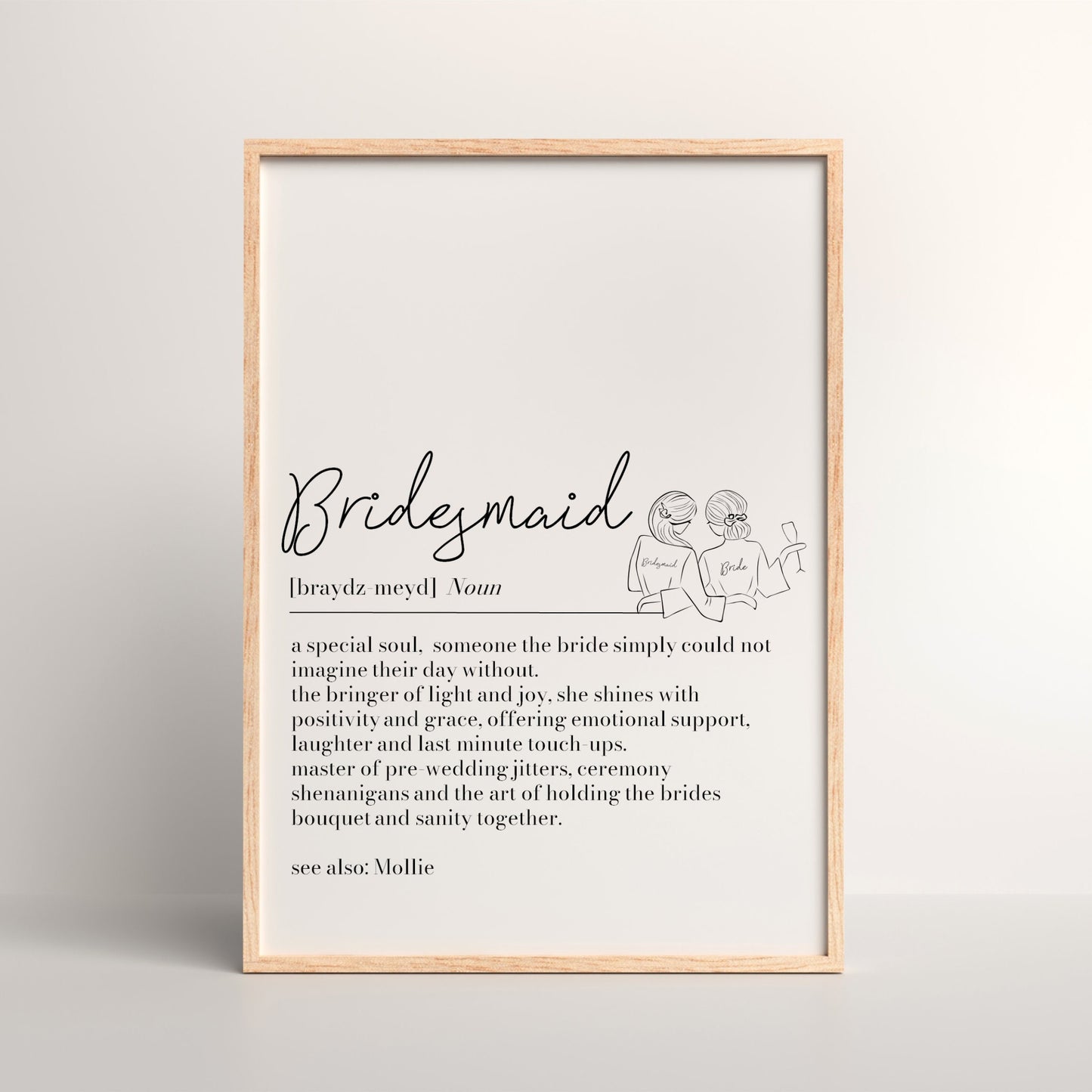 Personalised Bridesmaid Definition Print, Personalised Bridesmaid Gift, Bridal Party Gift, Bridesmaid Proposal, Bridesmaid Thank You Gift
