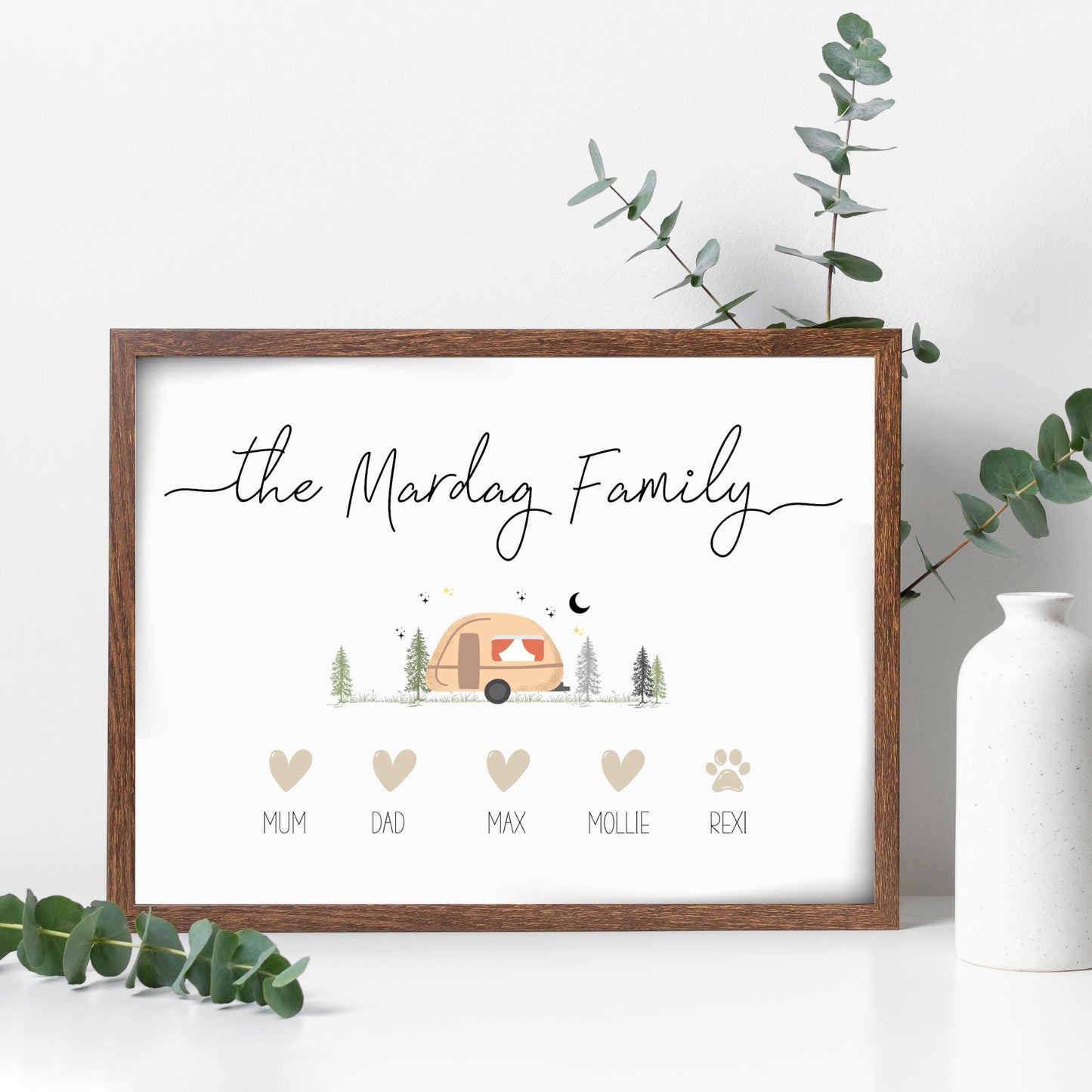 Personalised Caravan Family Print, Caravan Gifts, Caravan Decor, Gift for Caravanners, Motorhome Camper van Gifts, Caravan Family Name Print