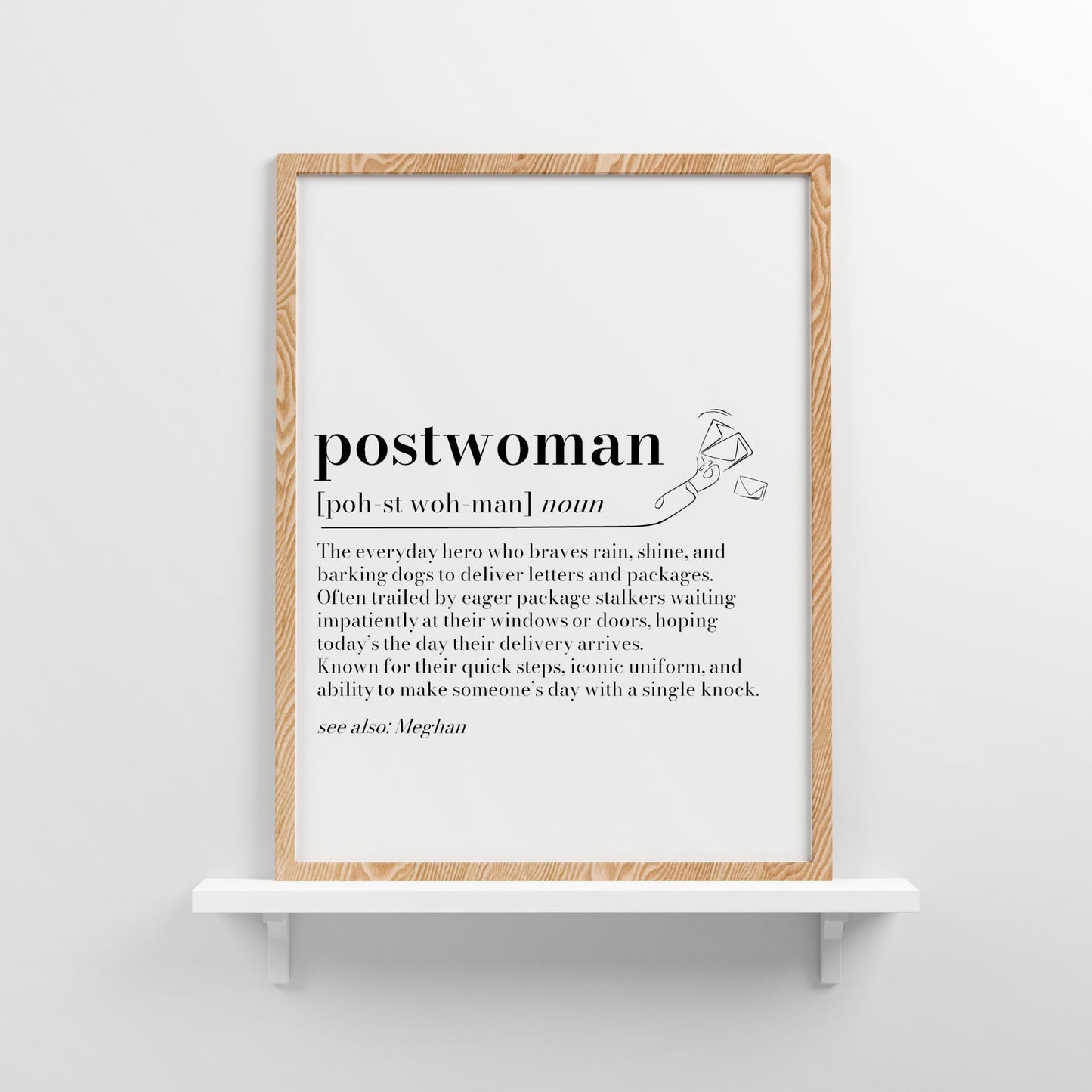 Personalised Postie Definition Print: Postman/Postwoman Thank You Gift, Postal Worker Appreciation, Christmas Keepsake