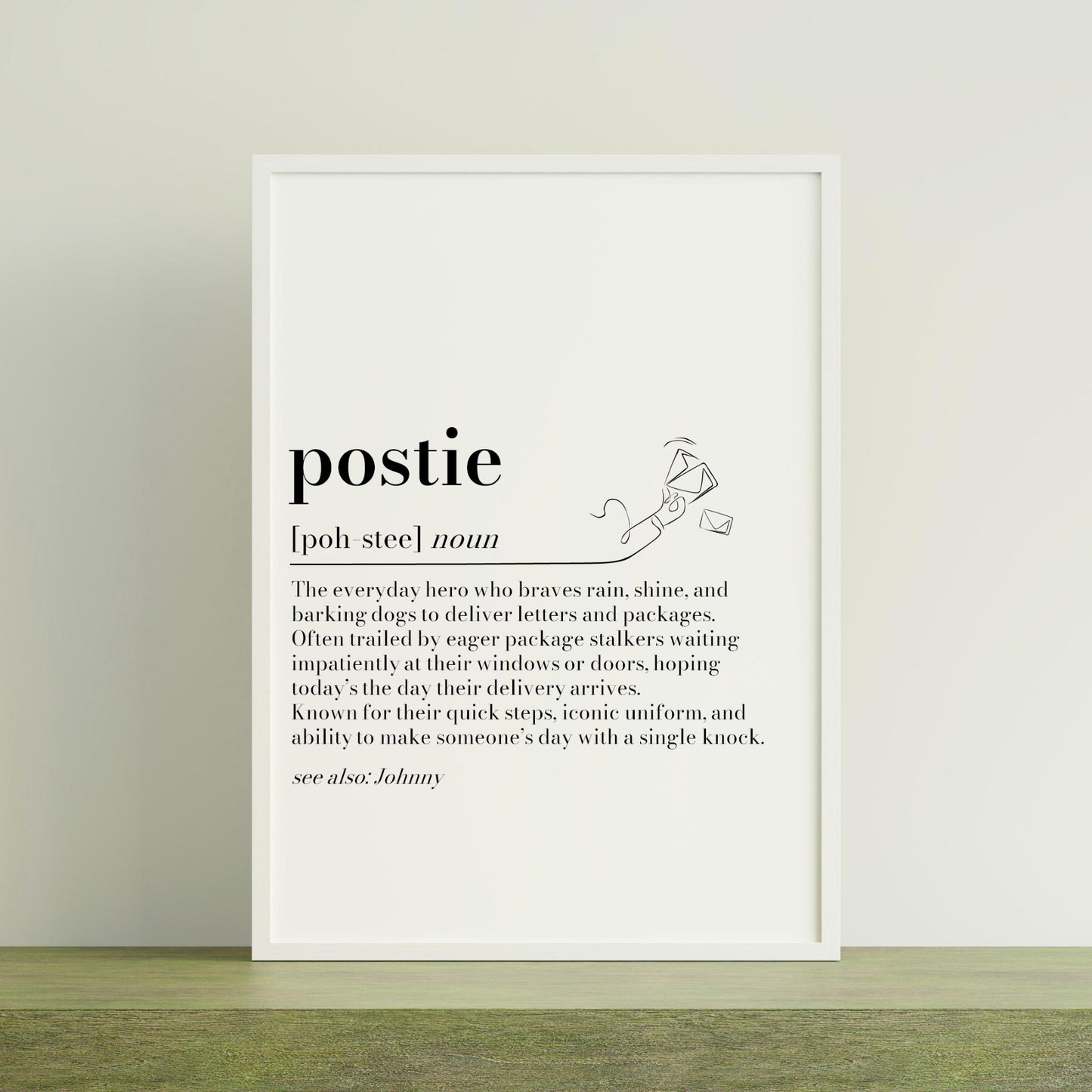 Personalised Postman Definition Print: Postie/Postwoman Thank You Gift, Postal Worker Appreciation, Christmas Keepsake