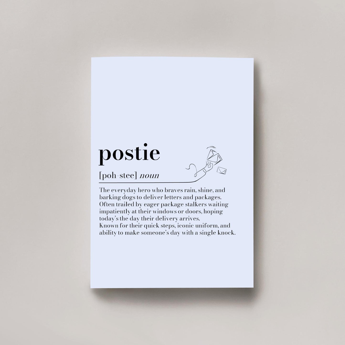 Personalised Postman Definition Print: Postie/Postwoman Thank You Gift, Postal Worker Appreciation, Christmas Keepsake