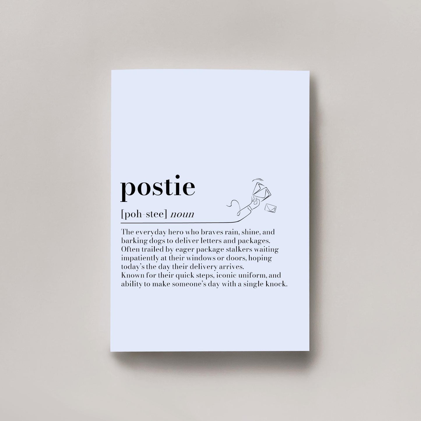 Personalised Postie Definition Print: Postman/Postwoman Thank You Gift, Postal Worker Appreciation, Christmas Keepsake