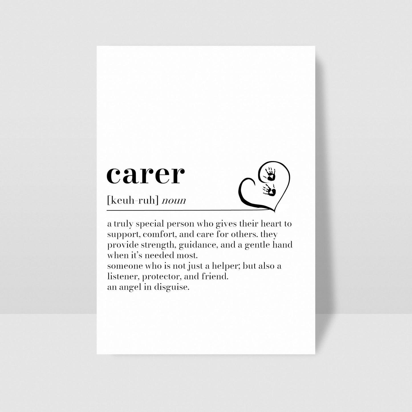 Carer Definition Print: Personalised Thank You Gift, Community Carer Appreciation