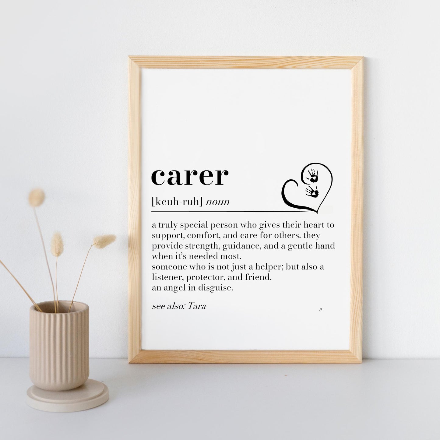 Carer Definition Print: Personalised Thank You Gift, Community Carer Appreciation