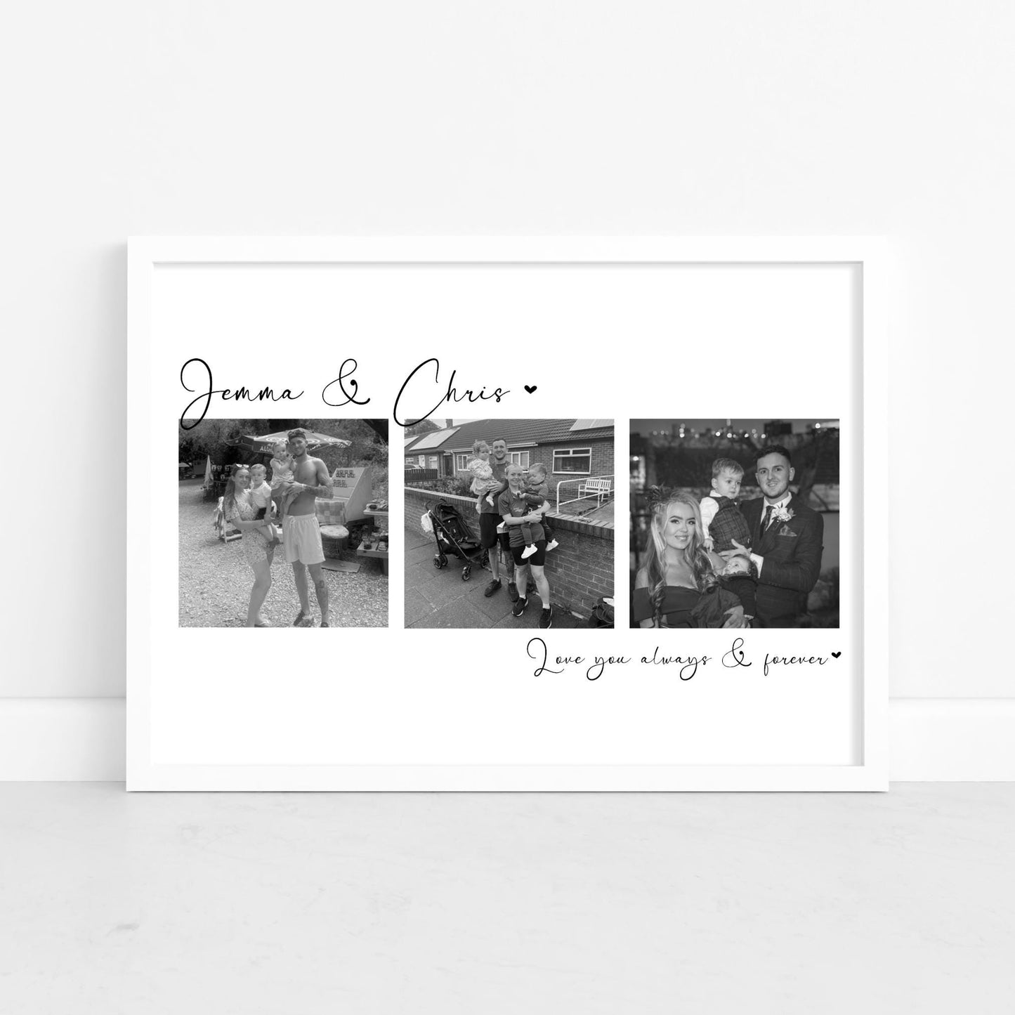 Custom Photo Collage Print, Personalised Couple Gift, Anniversary and Valentine’s Present, Romantic Picture Keepsake for Him or Her