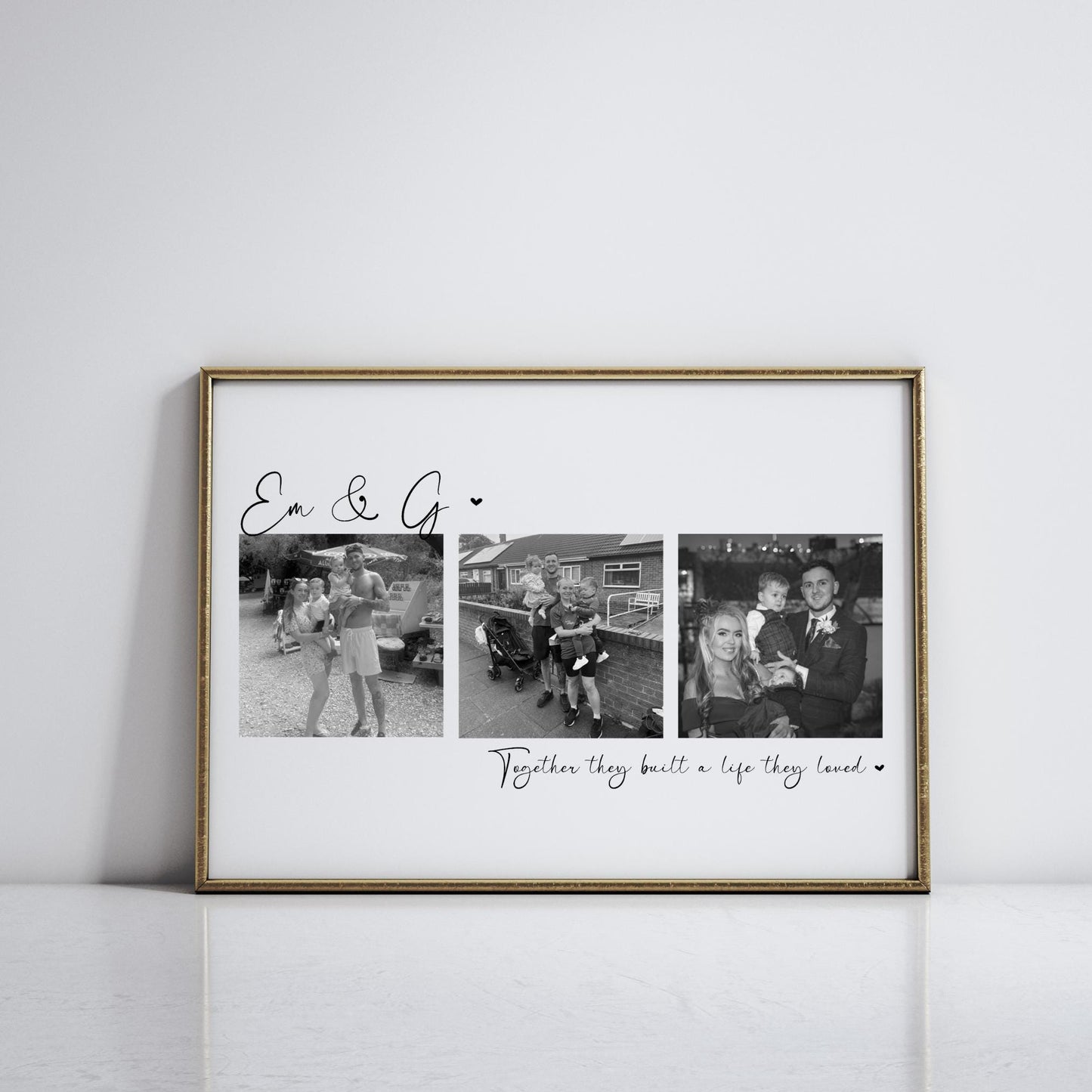Custom Photo Collage Print, Personalised Couple Gift, Anniversary and Valentine’s Present, Romantic Picture Keepsake for Him or Her