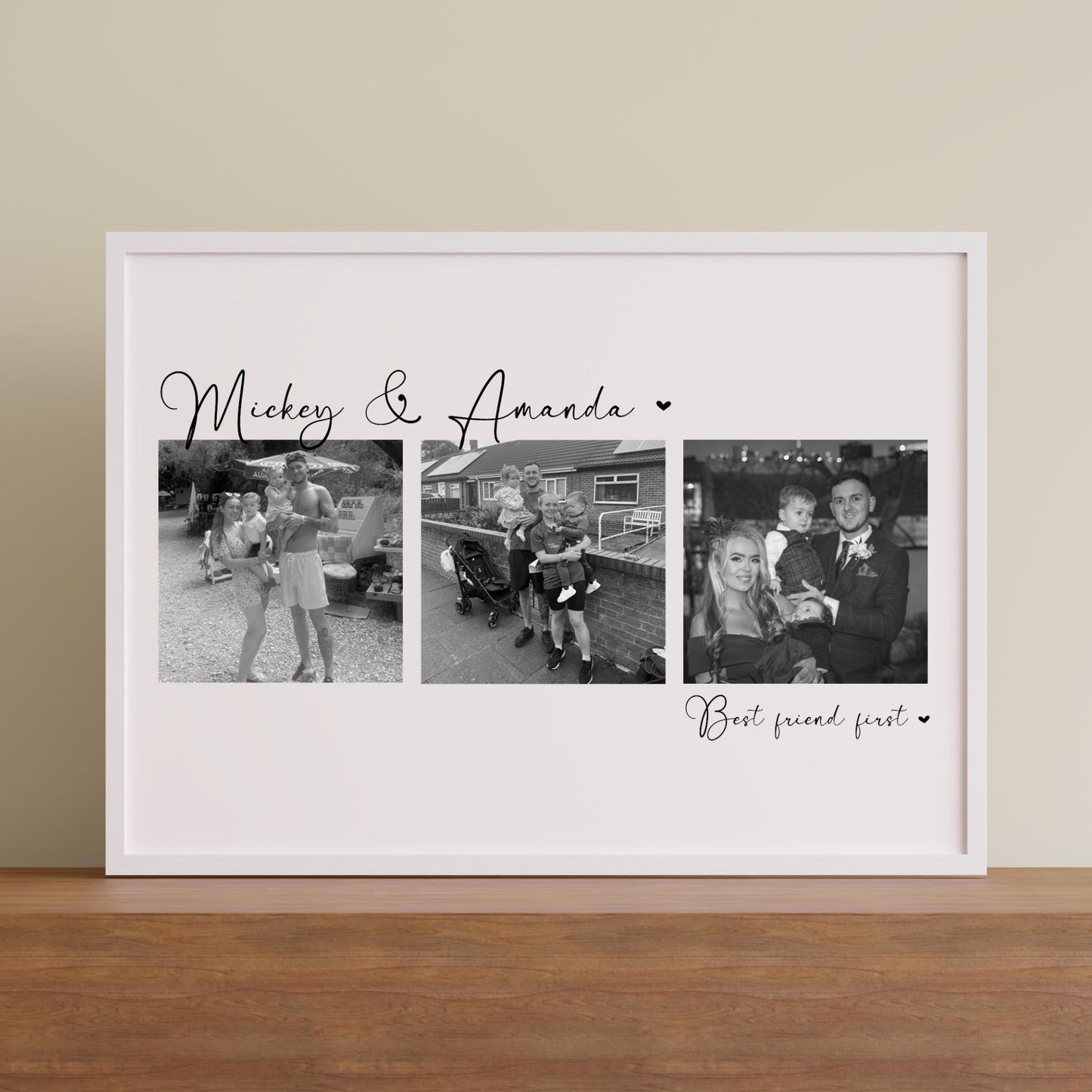 Custom Photo Collage Print, Personalised Couple Gift, Anniversary and Valentine’s Present, Romantic Picture Keepsake for Him or Her