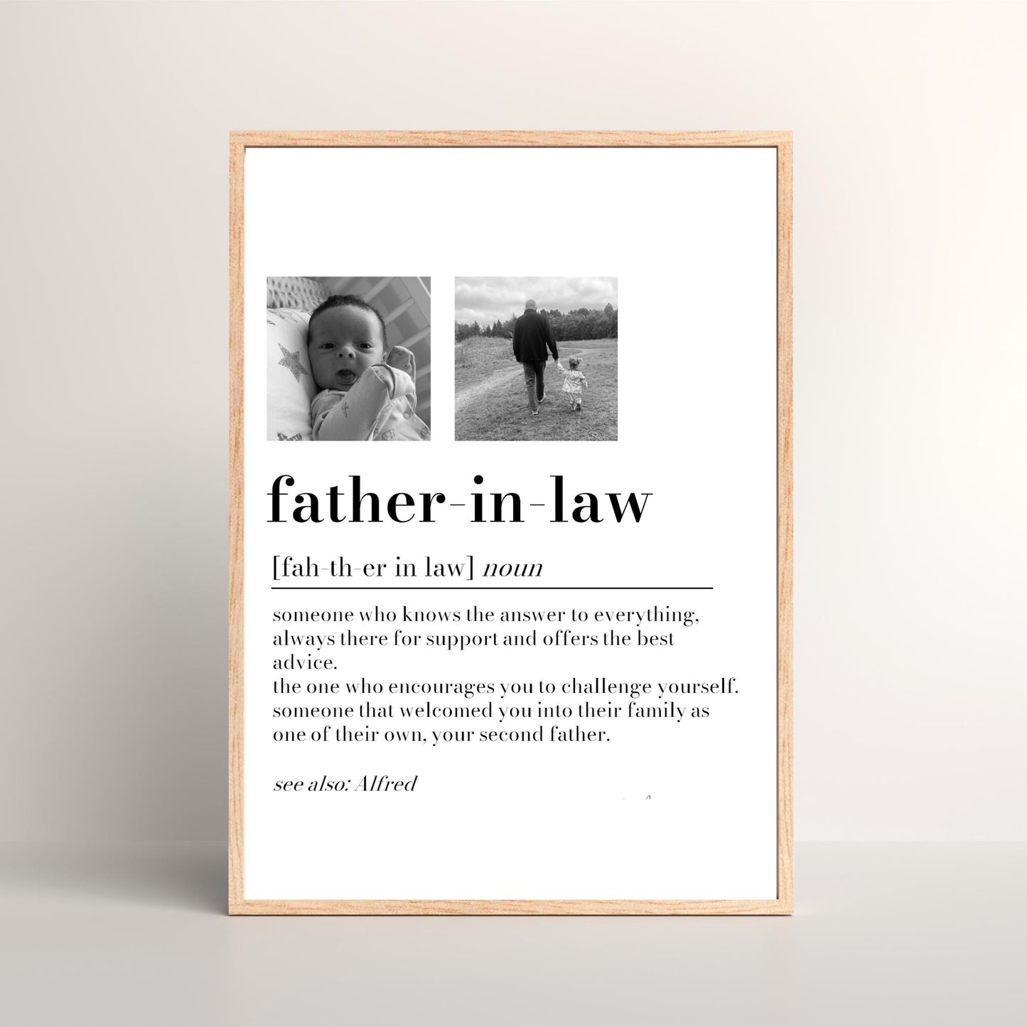 Custom Father in Law Photo Gift, Fathers Day Gift, Father-in-Law Gift from Bride, Custom Photo Print, Wedding Thank You Gift FIL Keepsake