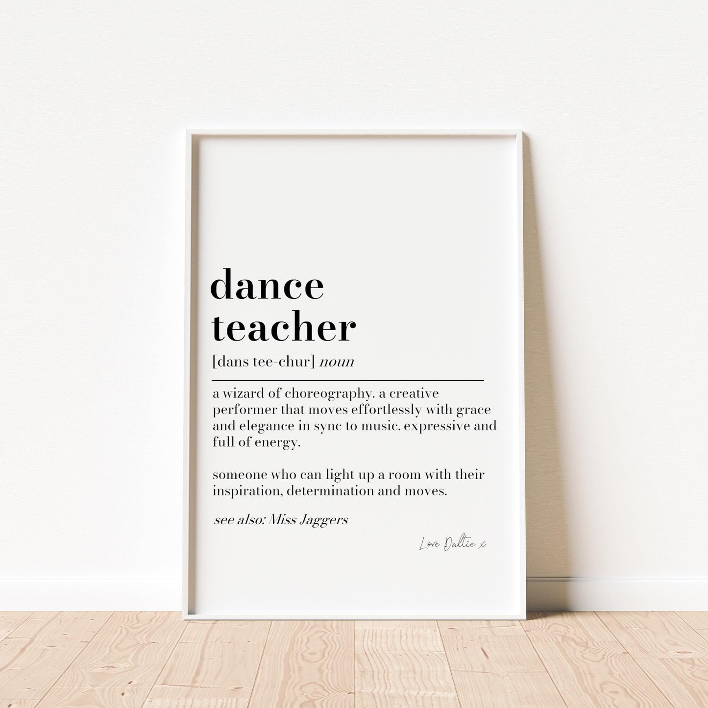 Personalised Dance Teacher Definition Print, Dance Teacher gift, Wall Art Quote, Dance Teacher Thank you Gift, Dictionary Print Leaving Gift