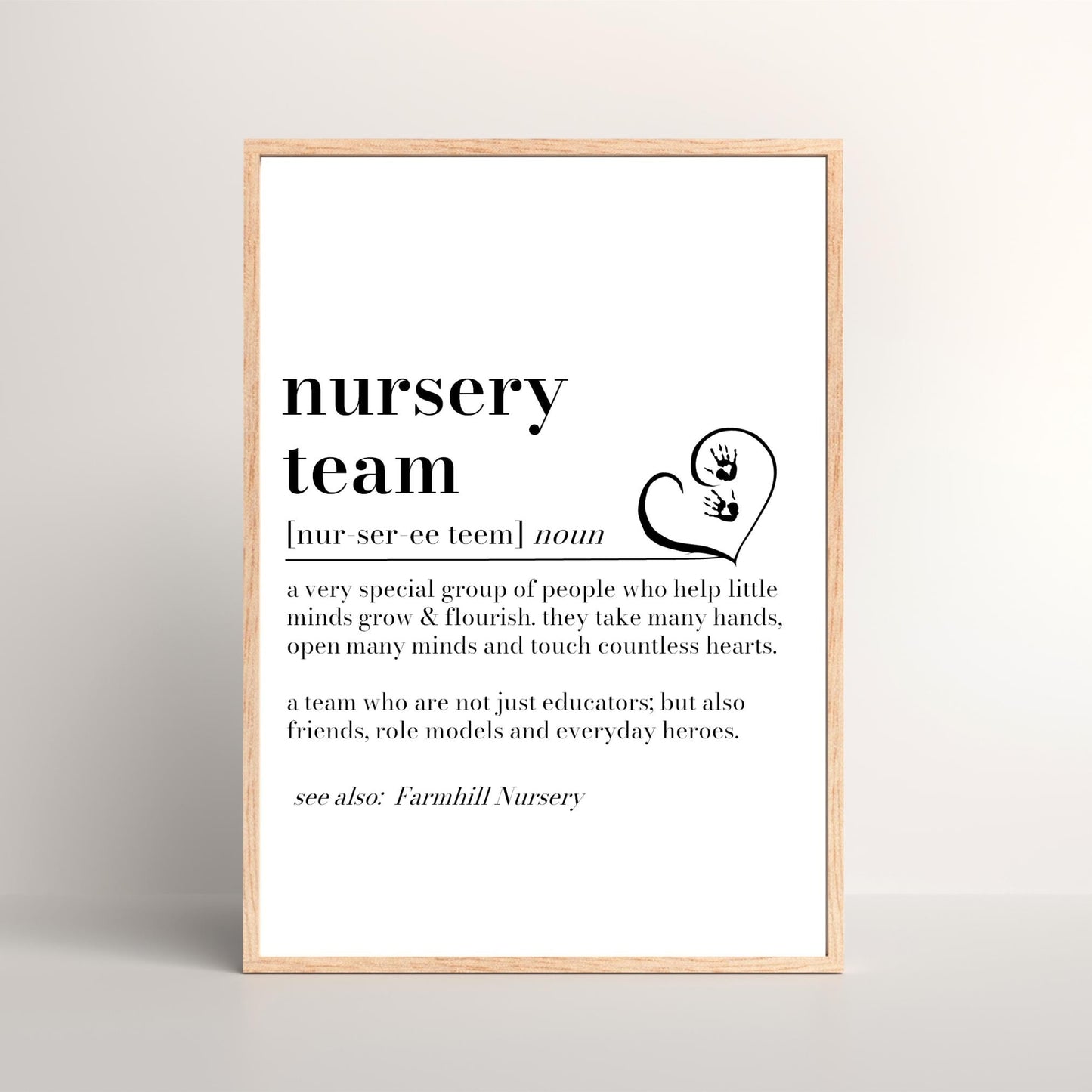 Nursery Team Definition Print, Nursery Team gift, Nursery Teacher Thank You Gift, Nursery Leaving Gift, Gift from Parent End of Term