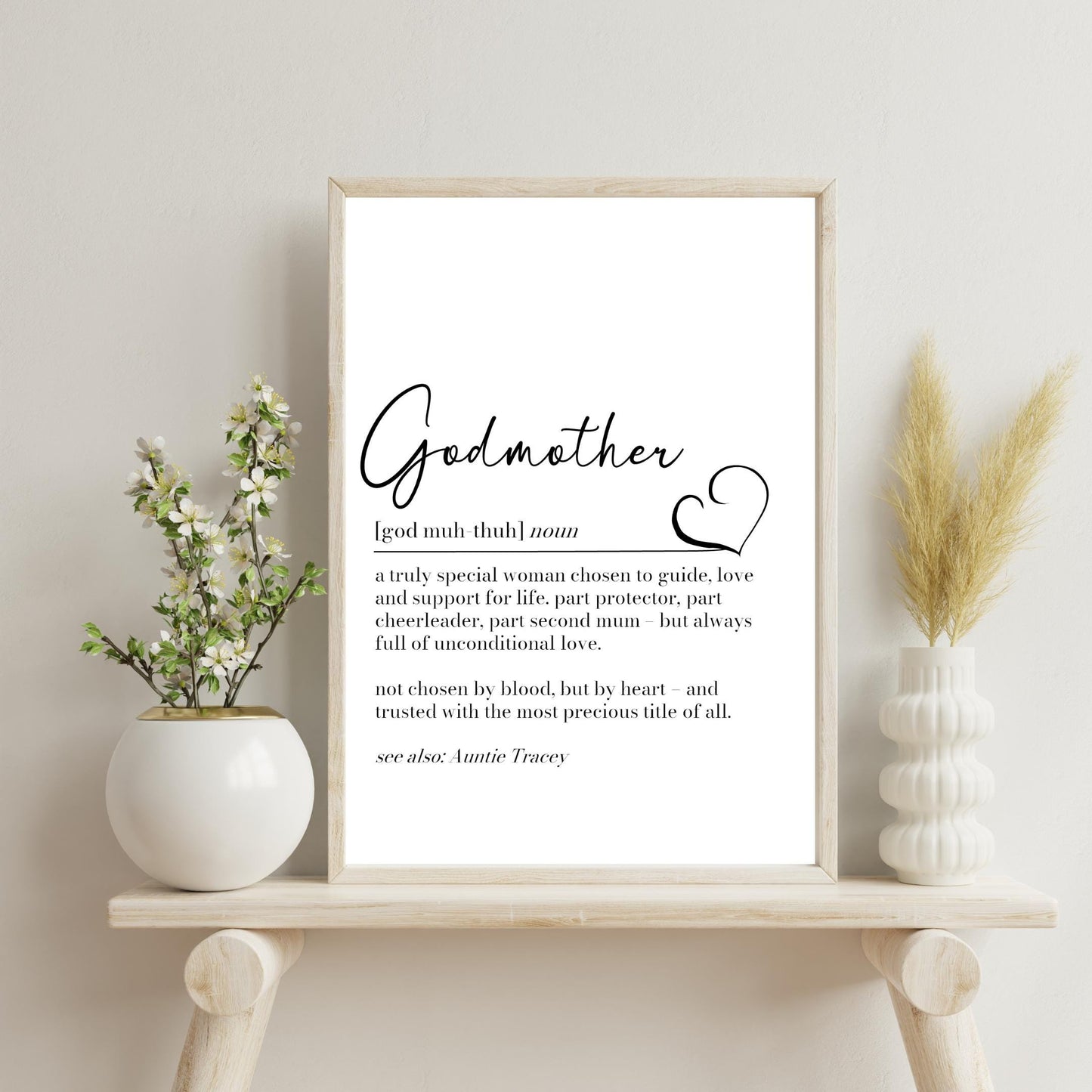 Godfather Definition Print, Personalised Godfather gift, Godparents Thank You Gift, Christening Proposal Gift, New Godparents Gift